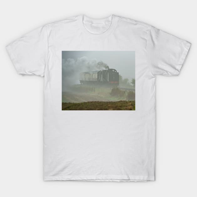 Steam Train In fog T-Shirt by Robert john